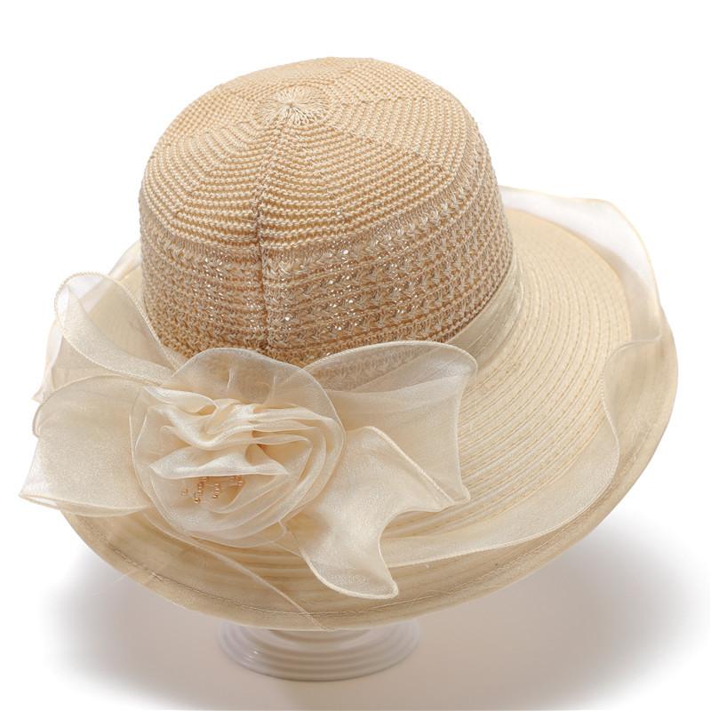 Frühlings- und Sommer-Organza-Hut Sonnenhut Damen Sonnenschutz Eimerhut UV-Schutz Blumen-Sonnenhut