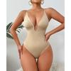 Women Sexy Deep V Neck Waist Shaping Open Crotch Thong One Piece Bodysuit
