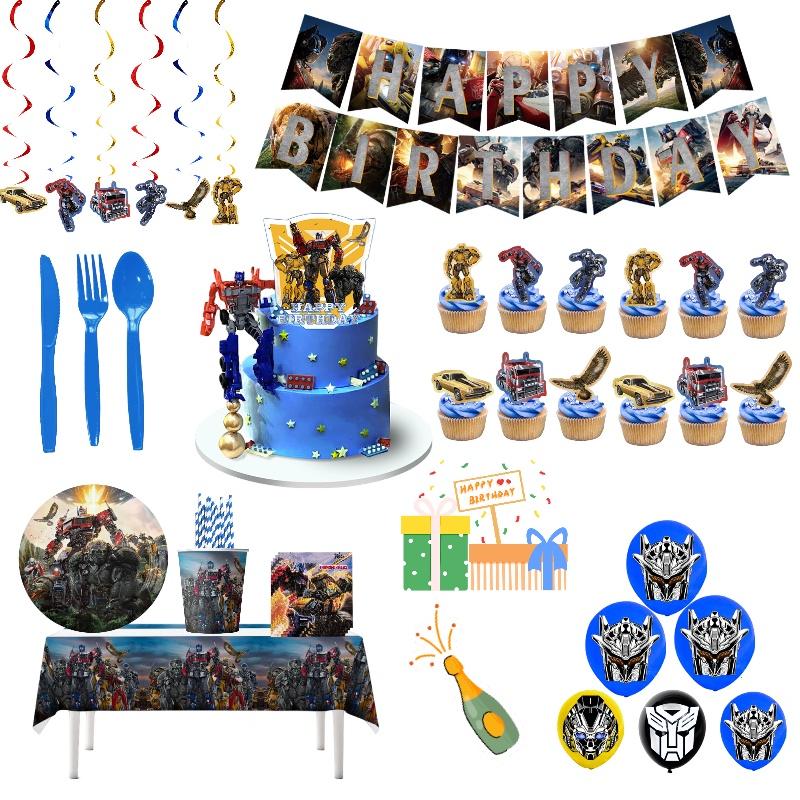 New Arrival Transformers Themed Party Supplies Decorate Your Party With Plastic Plates Paper Napkins And Tablecloth