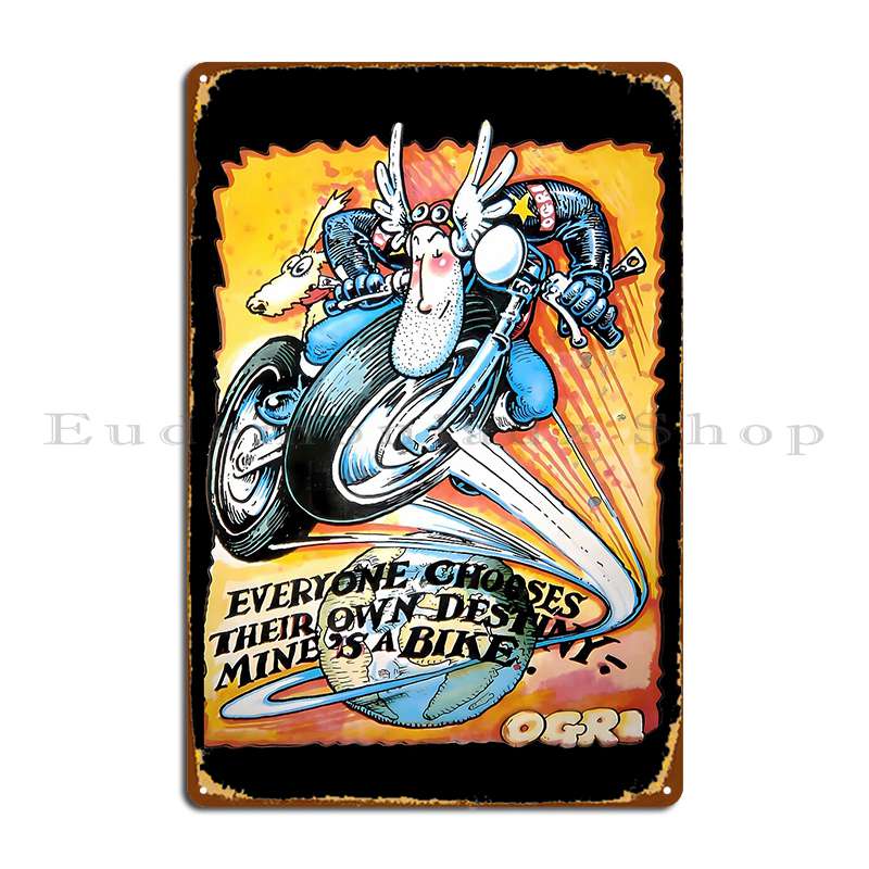 

Ogri Destiny Classic Comic Biker Metal Plaque Poster Wall Decor Wall Mural Funny Designing Rusty Tin Sign Poster 20x30cm
