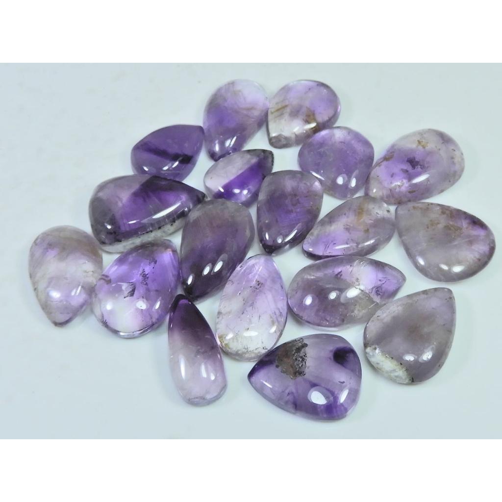 235Cts. Natural Amethyst Lace Agate Pear Shape Cabochon Gemstone 18Pcs Lot C-1906