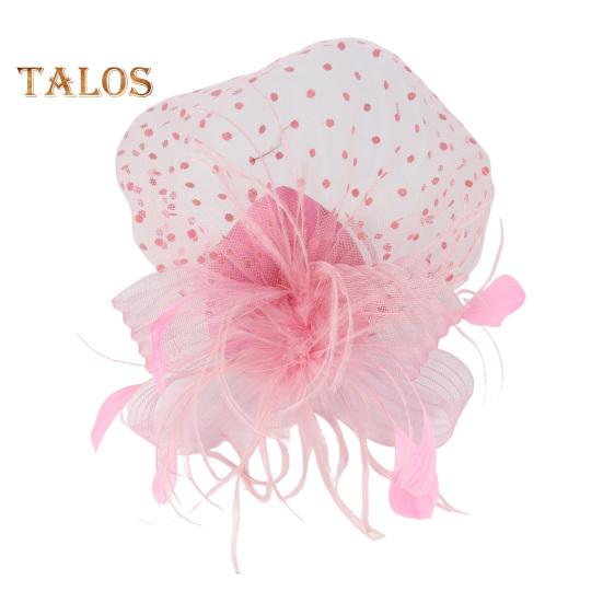 

Повязка на голову в виде цилиндра с перьями и сеткой, удобная в носке, стильный головной убор, повседневные вечерние аксессуары для волос для женщин розовый