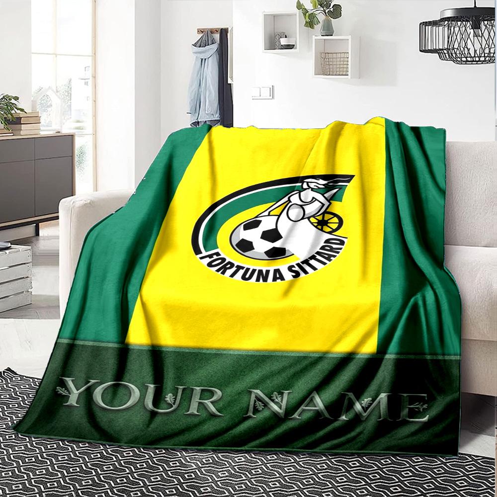Name Custom Fortuna Sittard Print Flannel Blanket High Quality Warm Comfortable Cover for All Seasons Perfect for Gifts Home Decor