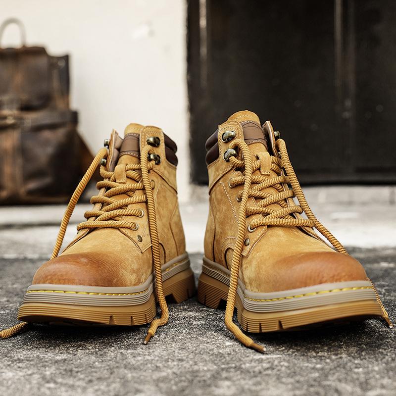 Leather Martin Boots Men's 5 New Thick-soled Retro Rhubarb Boots American High-top Short Boots Tooling Boots