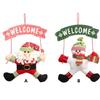 Christmas Welcome Sign Pendants Holiday Decorations Santa Claus Snowman Scene Layout Door Xmas Hanging Decor Prop Party Supplies