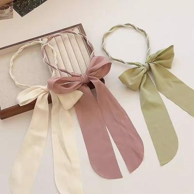 Women Headband Detachable Detachable Ribbon Bow Anti-Slip Thin Edges Hair Hoop Daily Wear Hair Accessory