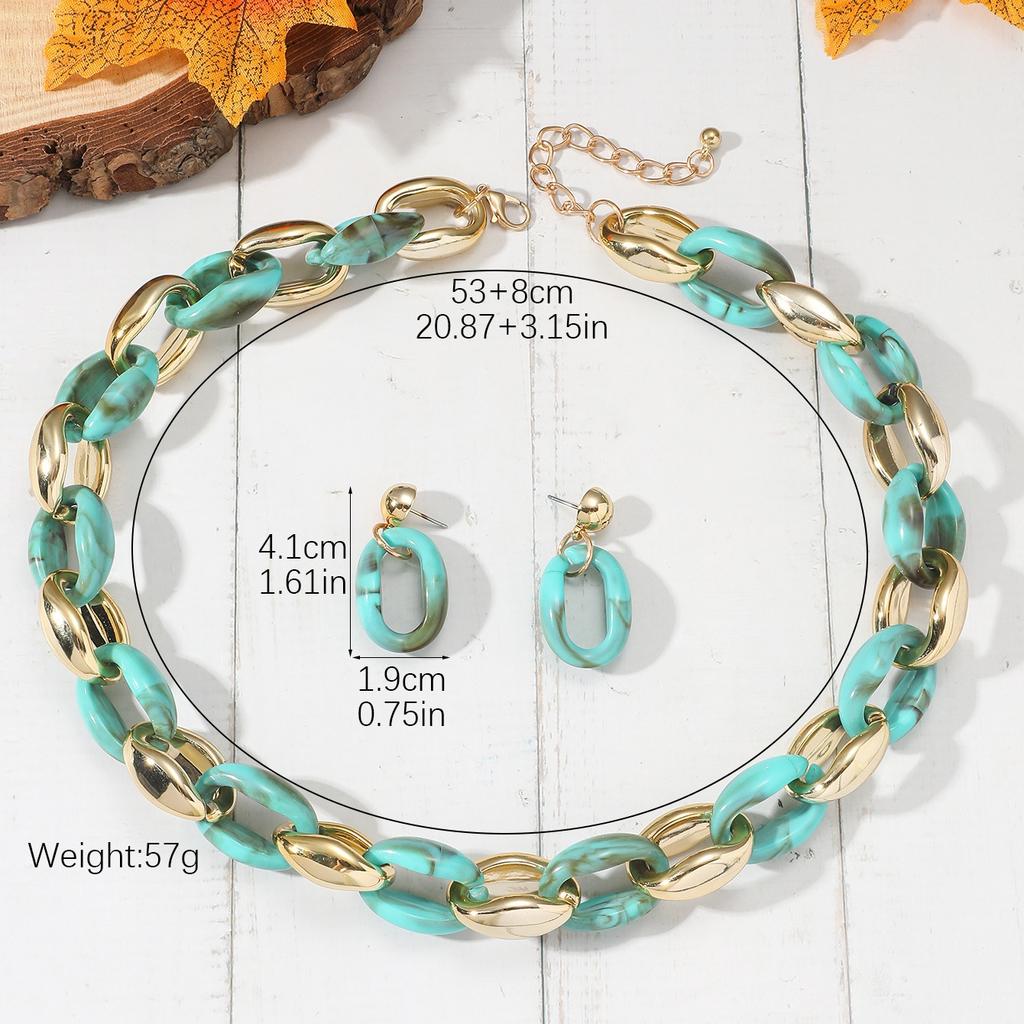 Bohemisk Kedja Kreativt Halsband Örhängen Kvinnor Chunky Choker Smycken Gåva