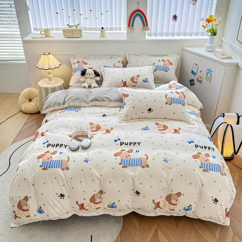 Cartoon Black Cat Duvet Cover SetKitten Bedding Set 4Pcs Quilt Cover 1 Flat Sheet And 2 Pillow ShamsPolyester Comforter Cover