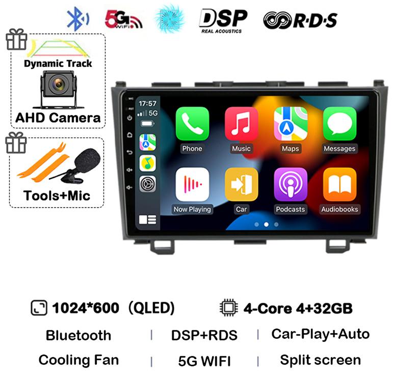 Android 14 Carplay Car Radio For Honda CR-V 3 RE CRV 2007 2008 2009 2010 2011 Multimedia Player 2 Din DVD GPS Head Unit Stereo