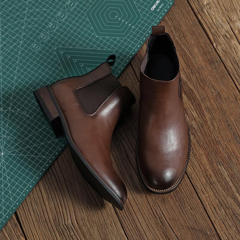 Fashion British Pointy Ankle Booties for Men 2024 Autumn Winter New Designer Chelsea Boots Male Fashion Casual Leather Shoes Man