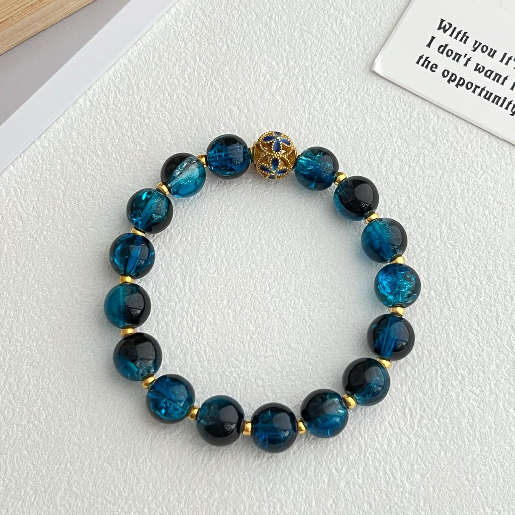 Bracelet For Women 10MM Round Handmade Glass Stone Stretch Adjustable Beaded Bracelet DIY Beading Charms Bangles Gifts For Teen Girls