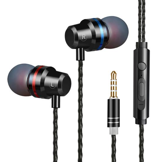 Fones de ouvido intra-auriculares intra-auriculares com microfone e controle de graves pesados universais