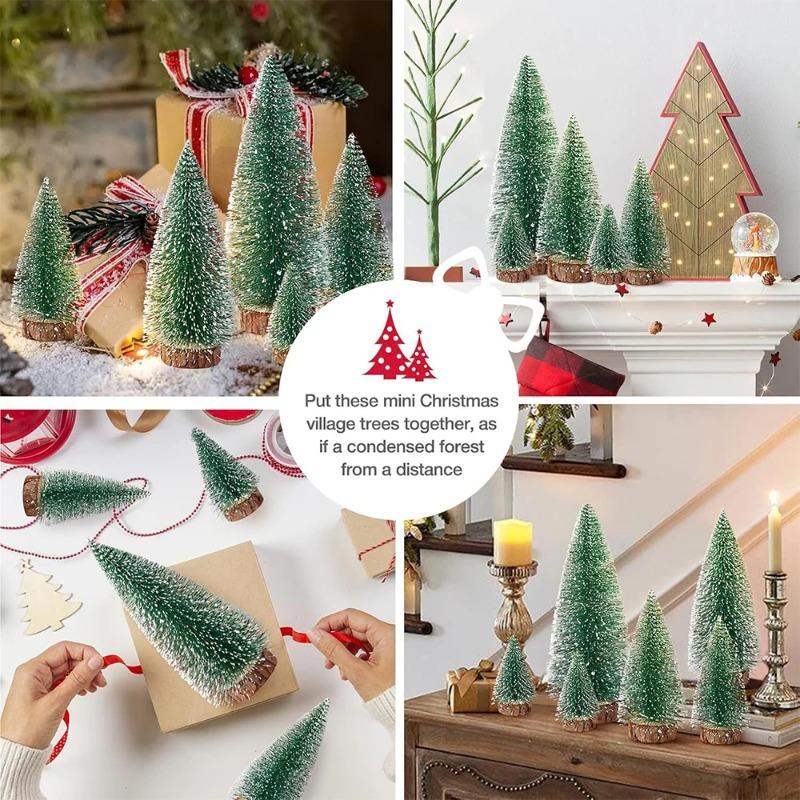 Mini Weihnachtsbaumdeko mit schneebedeckter Kiefer DIY Ornamente Winter Schnee Ornamente Bäume für Weihnachtsfeier Heimparty Neujahrsdeko