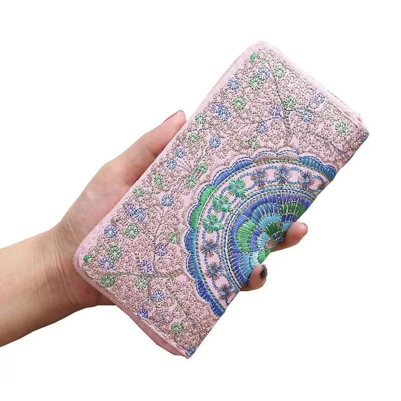 Embroidered Wallet Ethnic Style Handheld Bag Zipper Women's Wallet Fabric Embroidered Bag Handheld Bag