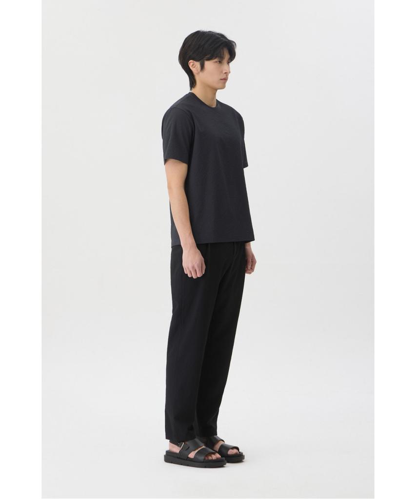 Brenwood [Very Comfortable] Seersack Round Neck T-Shirt Brtam26951Gyx