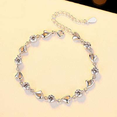 S925 Sterling Silver Simple Classic Heart-shaped Zircon Bracelet for Women Romantic Proposal Gift for Girlfriend Jewelry
