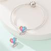 Original Charms Copper Two-Color Heart Beads Fit Bracelet Women Jewelry Making Diy Gift