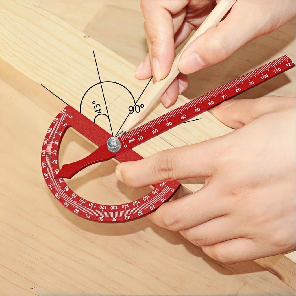 Aluminum Alloy Protractor Angle Marking Ruler, Multifunctional Protractor Woodworking Ruler for High-precision Angle Measurement