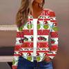 Women's Fashion Christmas Print Casual Zip-Up Long-Sleeved Hooded Jacket