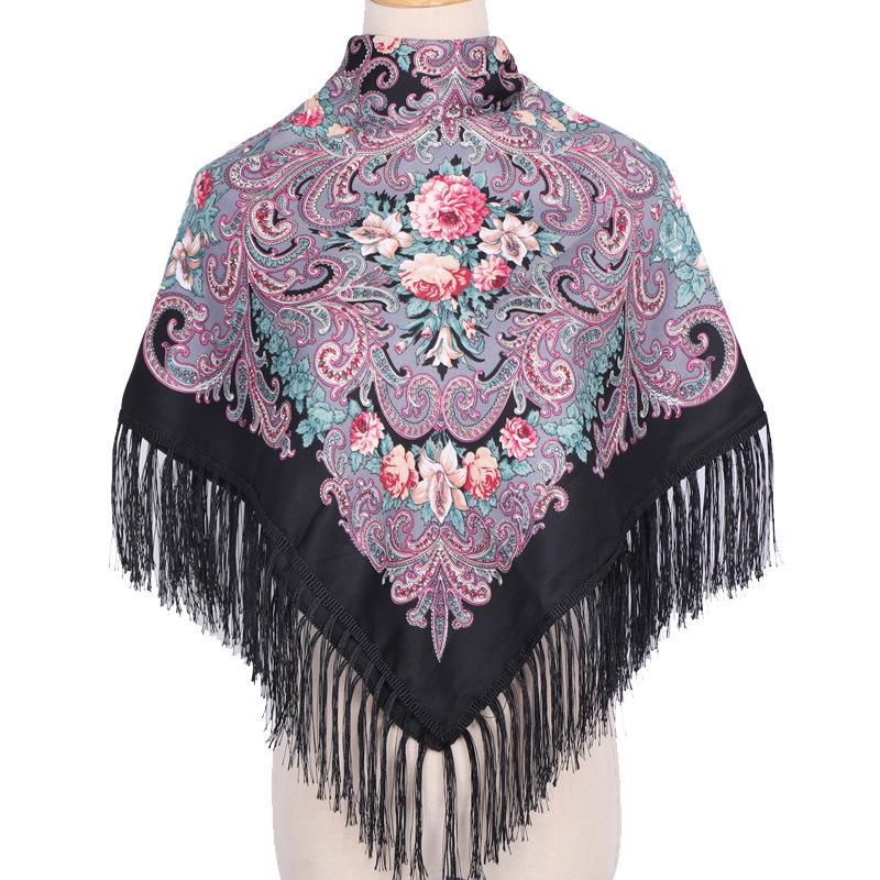 

Women s Retro Ethnic Print Warm Headscarf and Shawl for Xinjiang Travel 90x90 cm