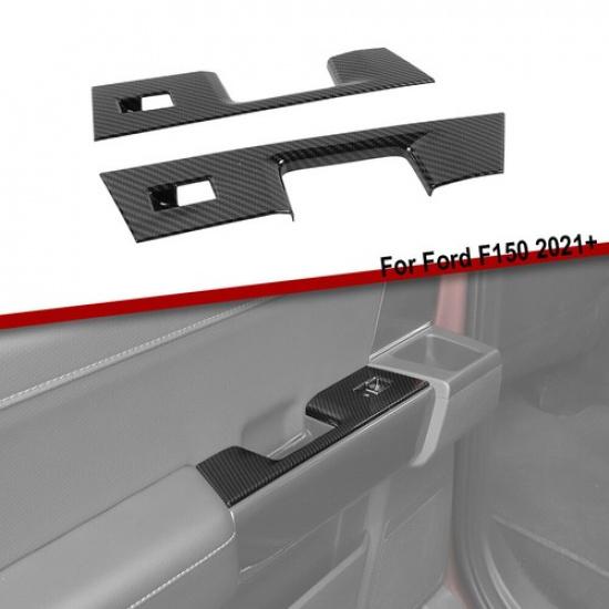 Carbon Fiber Rear Door Window Switch Panel Cover Trim for Ford F-150 2021 2022