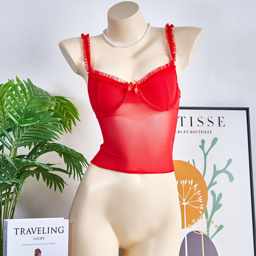 Summer Lace Underwire Camisole: Sexy, Sheer, Chest-Enhancing Vest