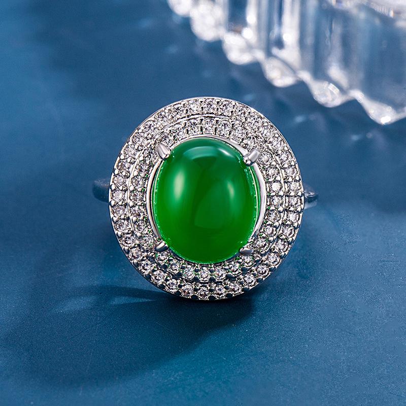 Elegant Chinese-Style Jade-Inspired Open Ring for Women