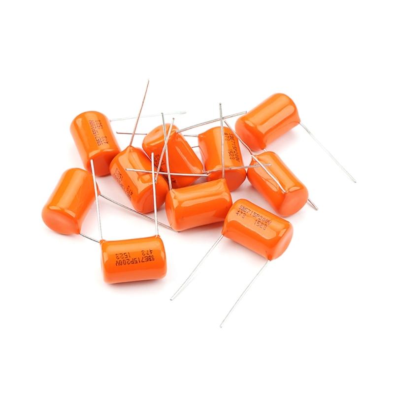 10Pcs Orange Tone Caps Guitar Bass Tone Caps Capacitors 200V 715P .047uf Electric Guitar Capacitors Guitar Accessories