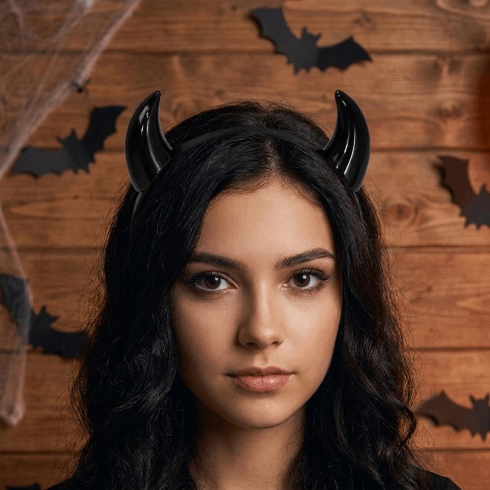 Animal Devil Horn Hairband Glossy Anime Headband Gothic Ox Horn Hair Clips Anime Expo