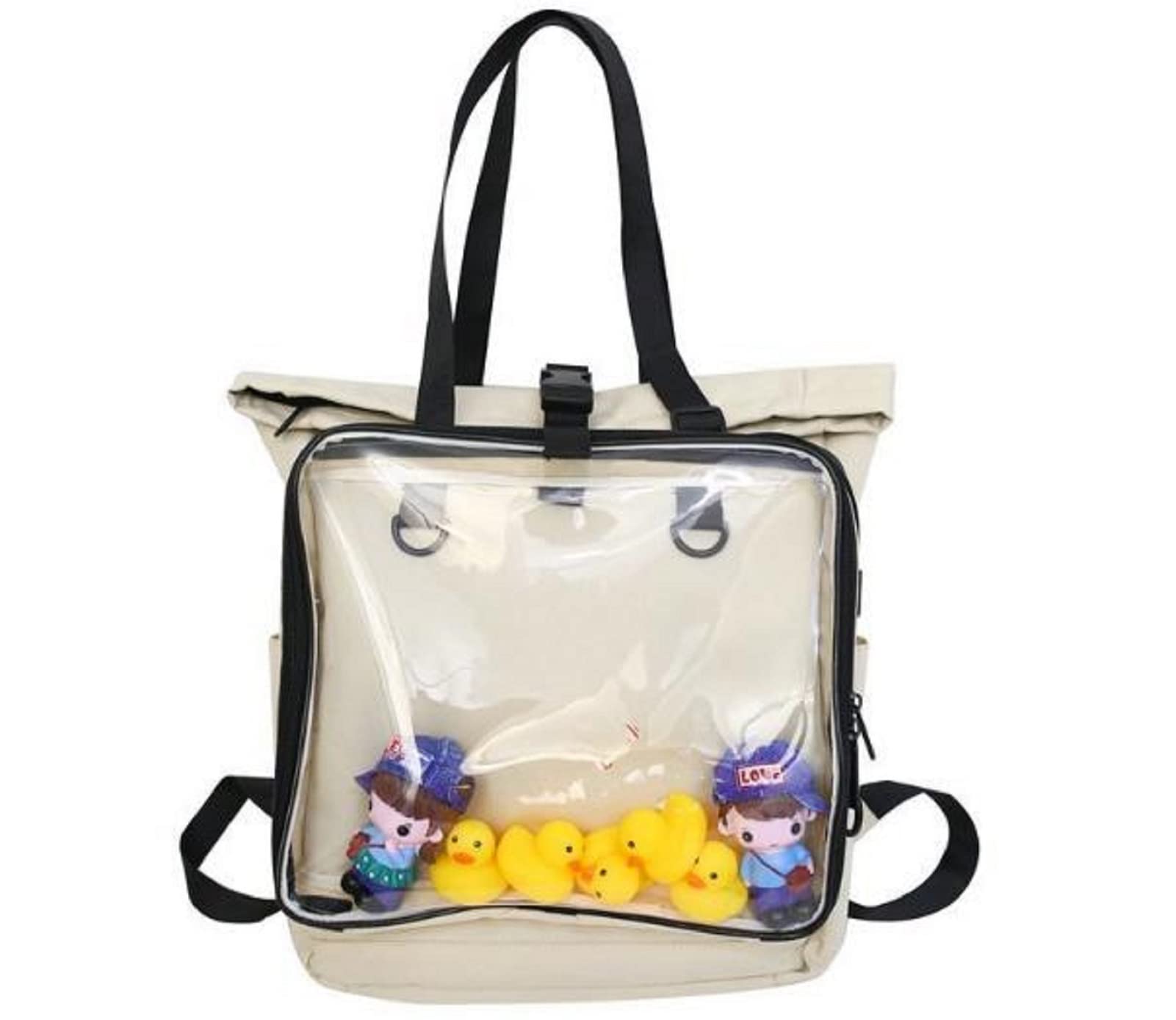 

Ita Bag Backpack 3WAY Tote Shoulder Transparent Bag Favorite Show Bag Can Badge Acrylic Keychain Deco Plush Toy Otaku [CAWKAY] (White) білий