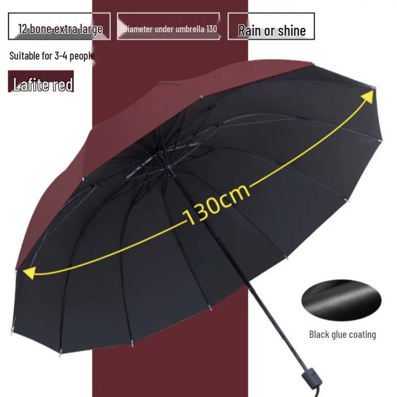 

Очень большой зонт с 12 спицами двойного назначения с черным виниловым покрытием - Высококлассный бизнес-зонт с возможностью нанесения логотипа
