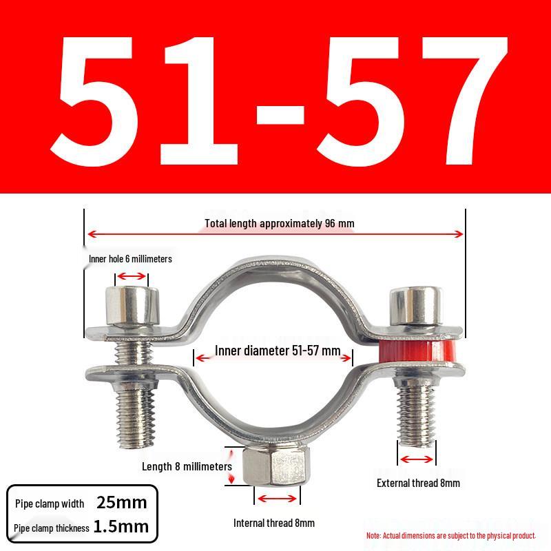 Stainless Steel Pipe Clamp Bracket with M8 Nut for Cable and Gas Pipes