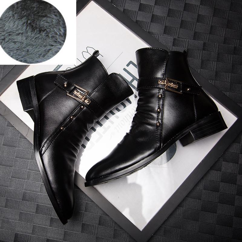 

Мужские модные кожаные ботинки с острым носком и высоким берцем — весна/осень в британском стиле 42