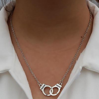 Fifty Shades Retro Clavicle Chain: European & American Fashion Handcuff Necklace and Letter Bracelet