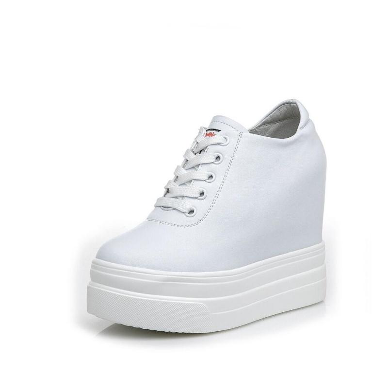 Spring Genuine Leather Increased Women's Shoes 11cm Fashion Classic Casual Shoes Original Korean Version Heels Autumn Sneakers