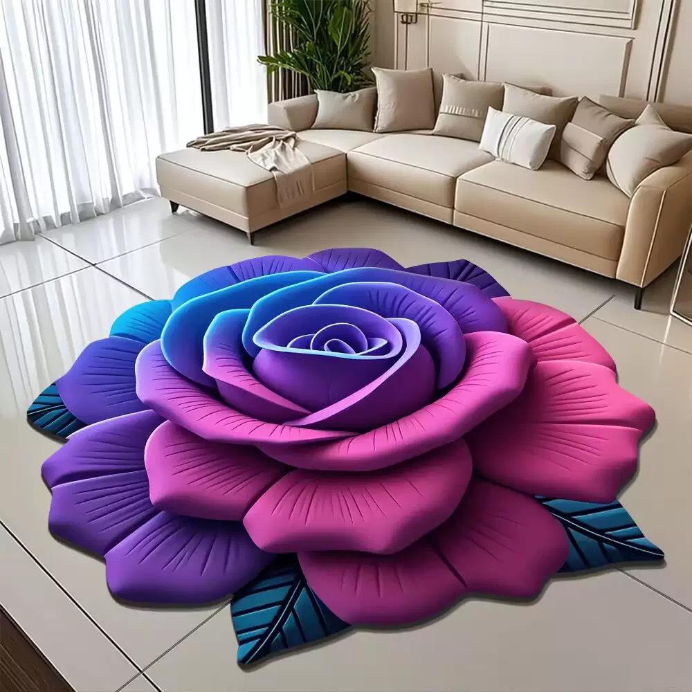 3D Floral Diatomaceous Earth Mat - Absorbent, Durable, Easy-Clean Rug for Bedroom, Living Room, Sofa, Coffee Table