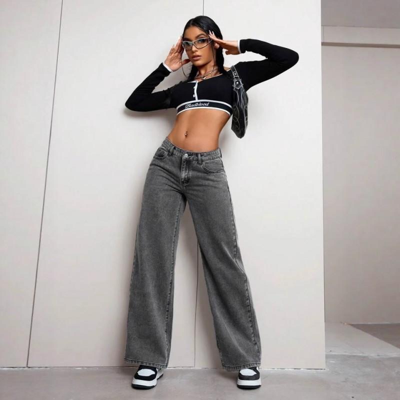 High Waist Flared Jeans Women Wide Leg Loose Fit Denim Pants Street Style 2025
