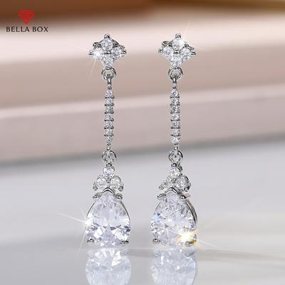 Klassische CZ Ohrringe Für Frauen Hohe Qualität Silber Farbe Braut Hochzeit Ohrringe Anniversary Party Eternity Schmuck