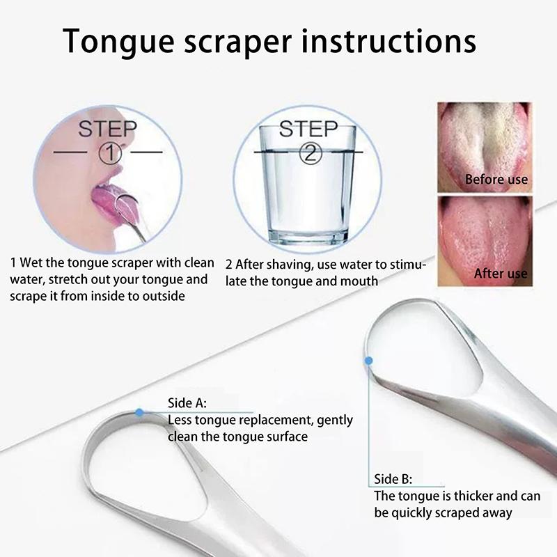 Stainless Steel Tongue Scrapers Tongues Cleaner For Adults Kids Portable Tongue Coating Remove Brush Personal Oral Hygiene Care