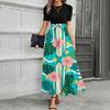 Short Sleeve Women's Dress Casual Flowy A-Line Midi Tshirt Dresses With Pockets Crewneck Vocation Boho Beach Sundress