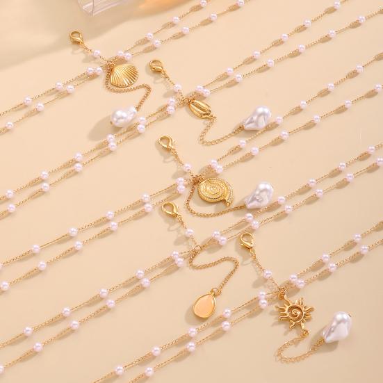 Body Chain Layered Double-Layer Chain Body Chain with Marine Theme Imitation Pearls Shells Starfish Drape Design