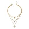 Bohemian multi-layer necklace women's retro sunflower pendant niche stacked wearing collarbone chain accessories hokr neck chain