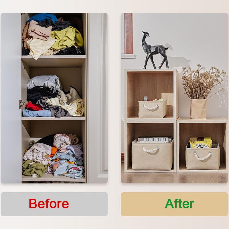Versatile Double-layered Linen Laundry Basket Closet Clothing Organizer Desktop Sundries Toys Snacks Cosmetic Storage Basket