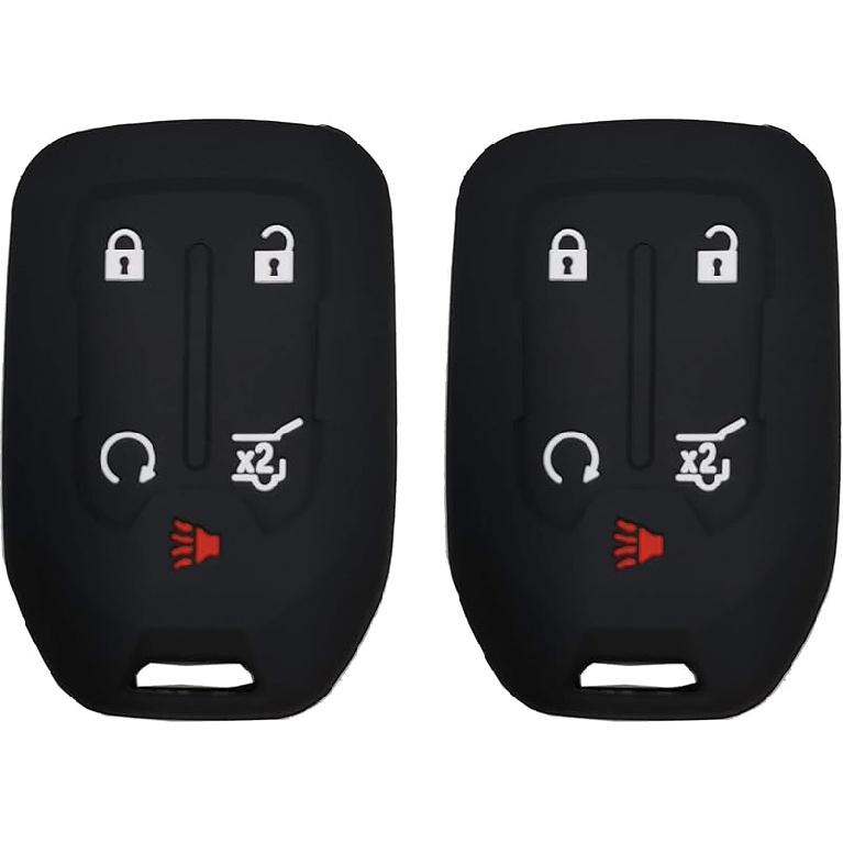 2 Pcs Smart Key Fob Cover Case Protector Fit for GMC Acadia Terrain Yukon Chevrolet Suburban Tahoe Keyless Entry Remote Fob Skin Jacket Holder Key
