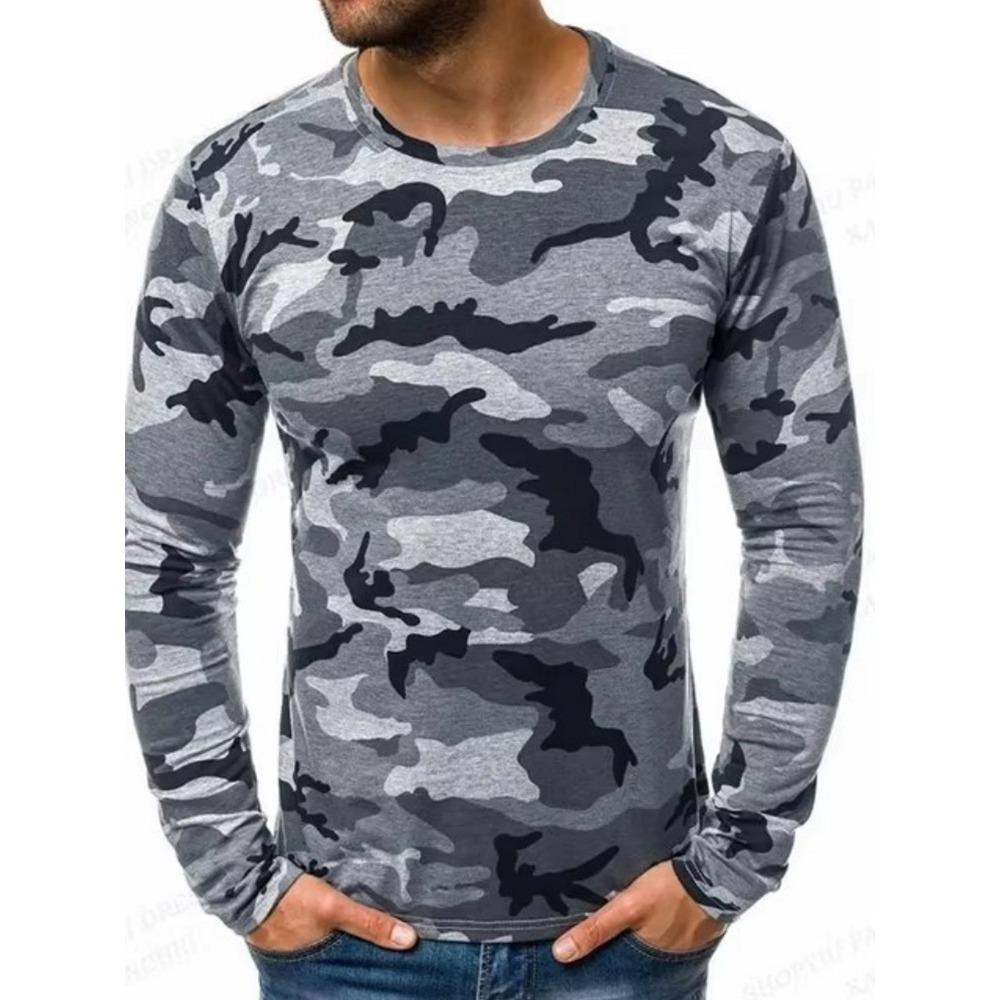 Herbst/Winter Herren Langarm Rundhals T-Shirt 3D Militärdruck Herren Langarm T-Shirt Veteranen Herren Mode T-Shirt