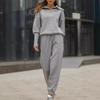 Women's Casual Grey Zip-Up Hoodie and Jogger Pants Set, Loose Fit Long Sleeve Tracksuit