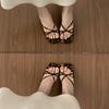 High-end temperament open-toed slippers female summer outer wear kitten heel with skirt fairy style silver sandals female