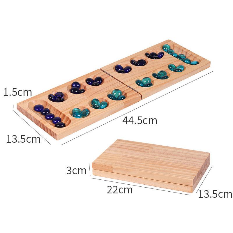 Foldable Mancala Board Game - Fun Classic Table Game with Wooden Board for Adults & Kids