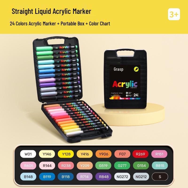 60-Color Soft Tip Liquid Ink Acrylic Marker Set for Primary School Art