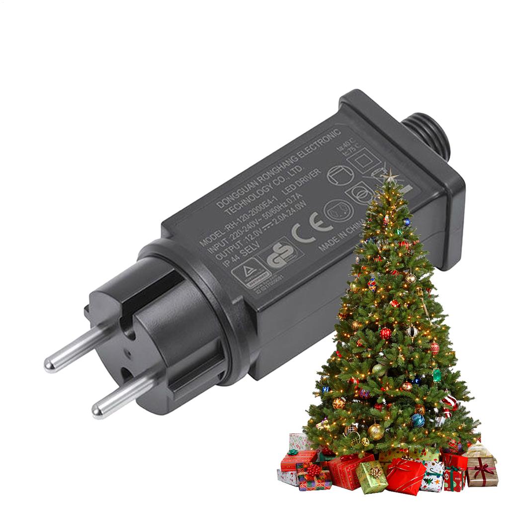 24W String Light Power Adapter 12V EU Plug LED Fairy Light Adapter IP44 Waterproof Transformer For Outdoor Yard Inflatables